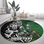 New Zealand and South Africa Rugby Custom Round Carpet Maori Tiki Fern Springboks Kente Pattern - Aussie Hoodie