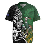 New Zealand and South Africa Rugby Custom Rugby Jersey Maori Tiki Fern Springboks Kente Pattern - Aussie Hoodie