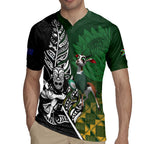 New Zealand and South Africa Rugby Custom Rugby Jersey Maori Tiki Fern Springboks Kente Pattern - Aussie Hoodie