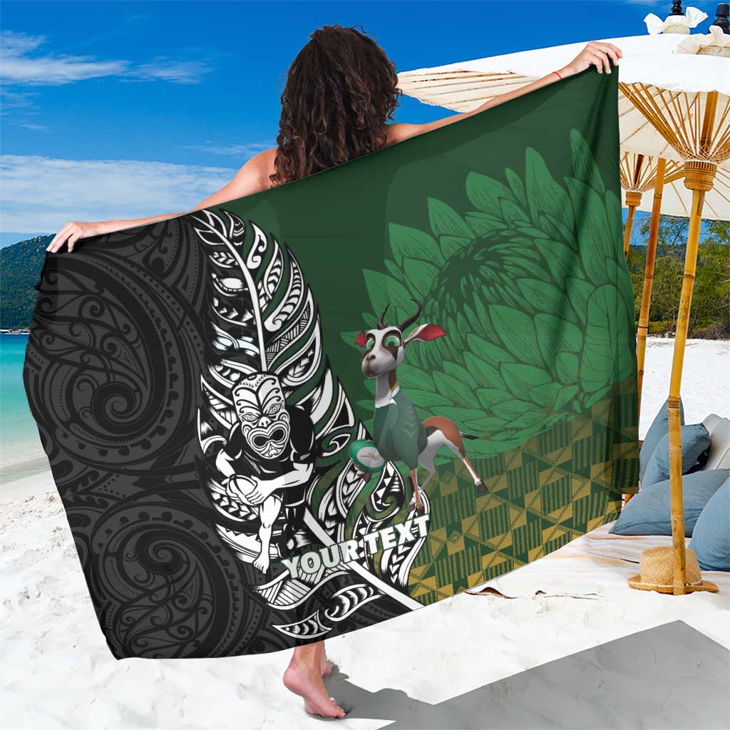 New Zealand and South Africa Rugby Custom Sarong Maori Tiki Fern Springboks Kente Pattern - Aussie Hoodie