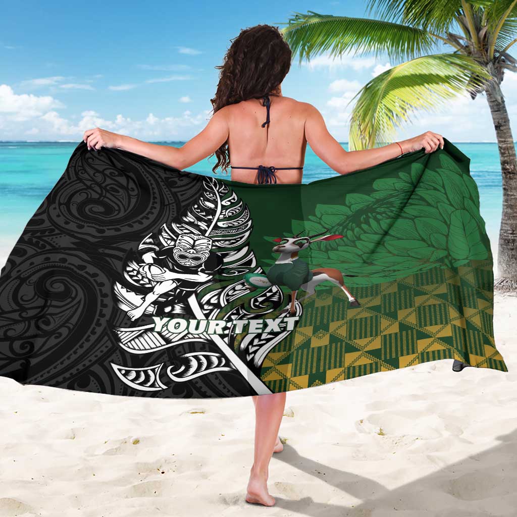 New Zealand and South Africa Rugby Custom Sarong Maori Tiki Fern Springboks Kente Pattern - Aussie Hoodie
