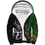 New Zealand and South Africa Rugby Custom Sherpa Hoodie Maori Tiki Fern Springboks Kente Pattern - Aussie Hoodie