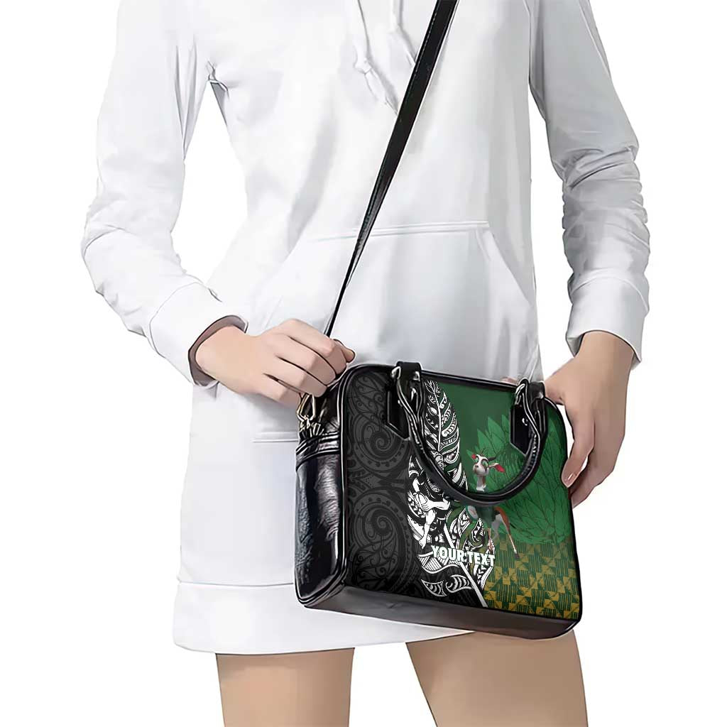 New Zealand and South Africa Rugby Custom Shoulder Handbag Maori Tiki Fern Springboks Kente Pattern - Aussie Hoodie
