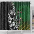 New Zealand and South Africa Rugby Custom Shower Curtain Maori Tiki Fern Springboks Kente Pattern - Aussie Hoodie