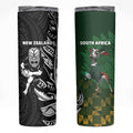 New Zealand and South Africa Rugby Skinny Tumbler Maori Tiki Fern Springboks Kente Pattern - Aussie Hoodie