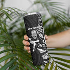 New Zealand and South Africa Rugby Skinny Tumbler Maori Tiki Fern Springboks Kente Pattern - Aussie Hoodie