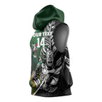 New Zealand and South Africa Rugby Custom Sleeveless Hoodie Maori Tiki Fern Springboks Kente Pattern - Aussie Hoodie