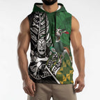 New Zealand and South Africa Rugby Custom Sleeveless Hoodie Maori Tiki Fern Springboks Kente Pattern - Aussie Hoodie