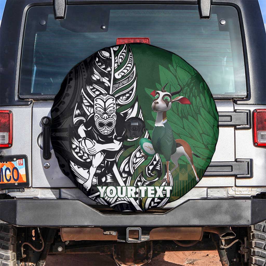 New Zealand and South Africa Rugby Custom Spare Tire Cover Maori Tiki Fern Springboks Kente Pattern - Aussie Hoodie