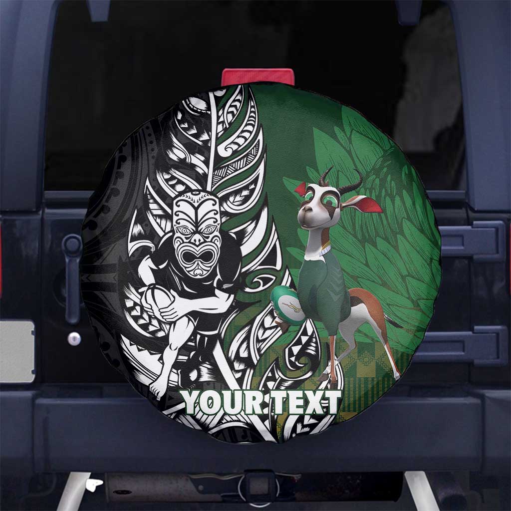 New Zealand and South Africa Rugby Custom Spare Tire Cover Maori Tiki Fern Springboks Kente Pattern - Aussie Hoodie