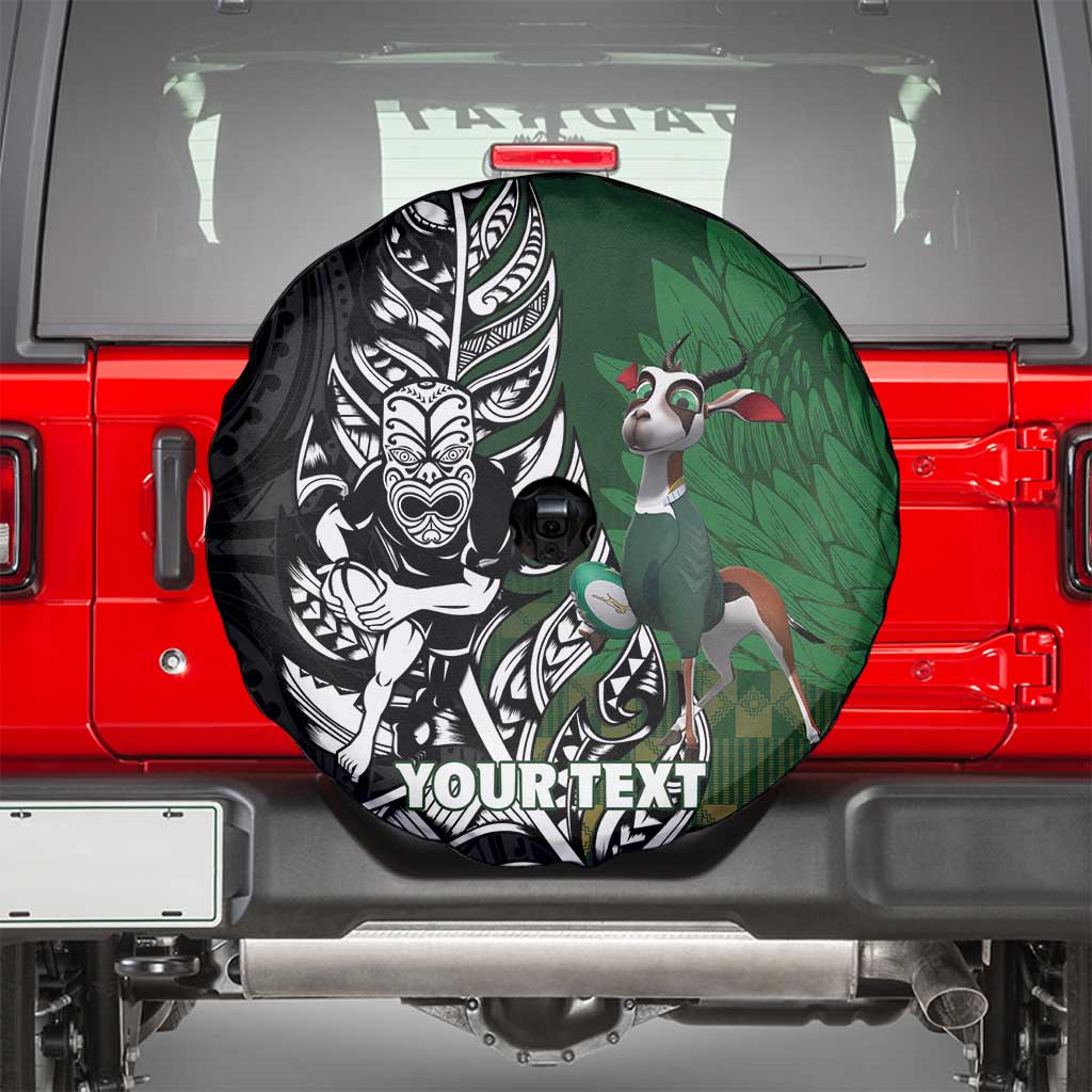 New Zealand and South Africa Rugby Custom Spare Tire Cover Maori Tiki Fern Springboks Kente Pattern - Aussie Hoodie