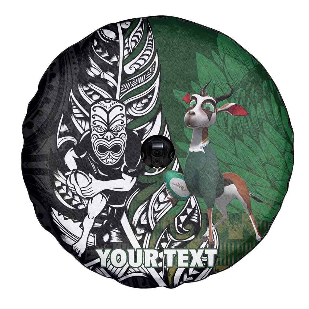 New Zealand and South Africa Rugby Custom Spare Tire Cover Maori Tiki Fern Springboks Kente Pattern - Aussie Hoodie