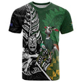 New Zealand and South Africa Rugby Custom T Shirt Maori Tiki Fern Springboks Kente Pattern - Aussie Hoodie