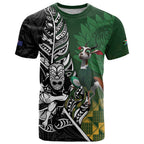 New Zealand and South Africa Rugby Custom T Shirt Maori Tiki Fern Springboks Kente Pattern - Aussie Hoodie
