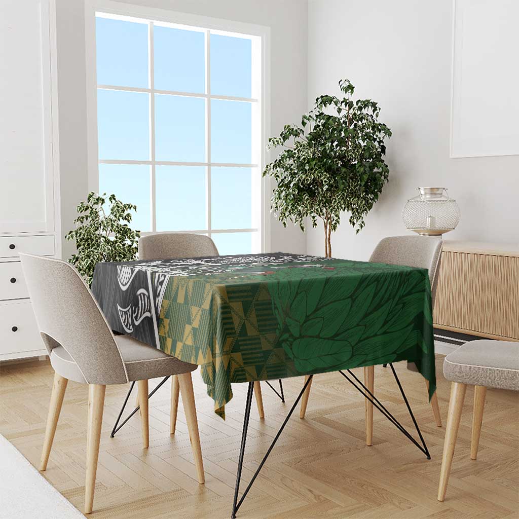 New Zealand and South Africa Rugby Custom Tablecloth Maori Tiki Fern Springboks Kente Pattern - Aussie Hoodie