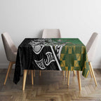 New Zealand and South Africa Rugby Custom Tablecloth Maori Tiki Fern Springboks Kente Pattern - Aussie Hoodie