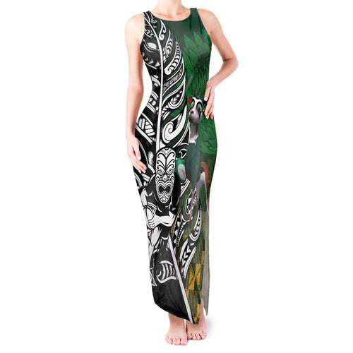 New Zealand and South Africa Rugby Custom Tank Maxi Dress Maori Tiki Fern Springboks Kente Pattern - Aussie Hoodie