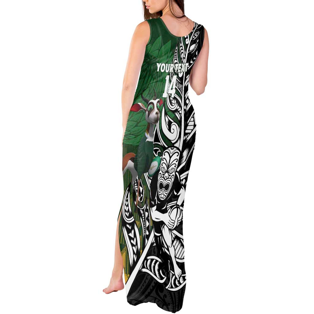 New Zealand and South Africa Rugby Custom Tank Maxi Dress Maori Tiki Fern Springboks Kente Pattern - Aussie Hoodie