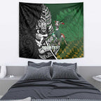 New Zealand and South Africa Rugby Custom Tapestry Maori Tiki Fern Springboks Kente Pattern - Aussie Hoodie