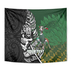 New Zealand and South Africa Rugby Custom Tapestry Maori Tiki Fern Springboks Kente Pattern - Aussie Hoodie
