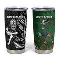 New Zealand and South Africa Rugby Tumbler Cup Maori Tiki Fern Springboks Kente Pattern - Aussie Hoodie