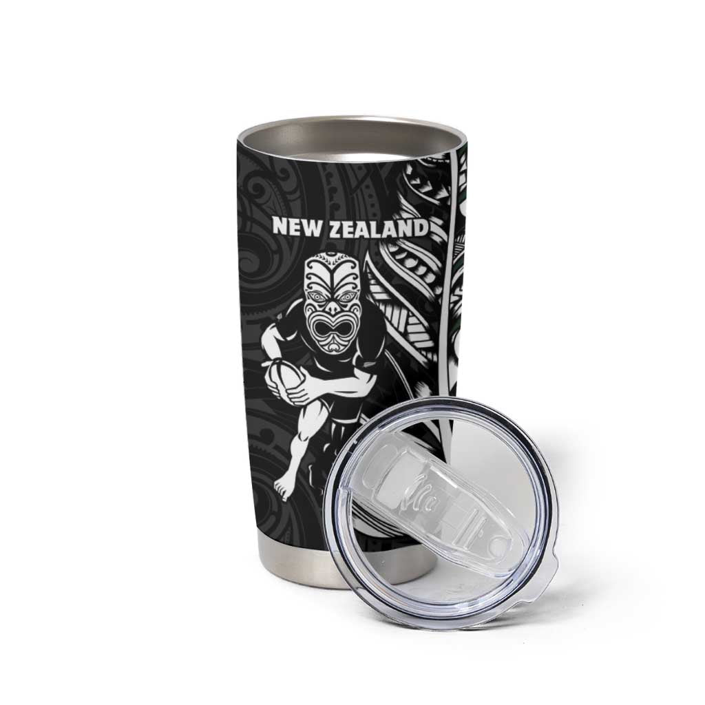 New Zealand and South Africa Rugby Tumbler Cup Maori Tiki Fern Springboks Kente Pattern - Aussie Hoodie