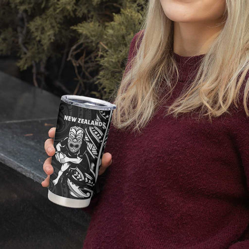 New Zealand and South Africa Rugby Tumbler Cup Maori Tiki Fern Springboks Kente Pattern - Aussie Hoodie