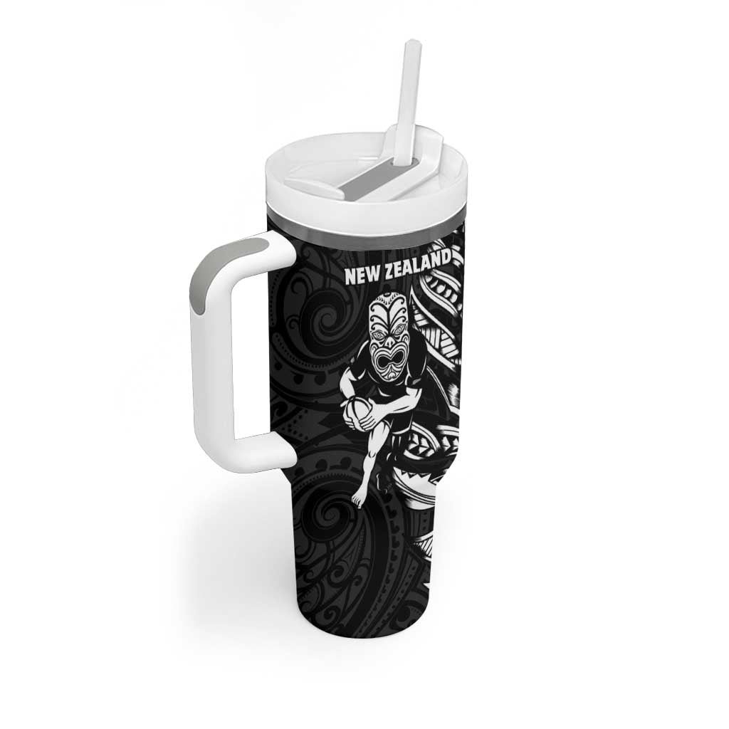New Zealand and South Africa Rugby Tumbler With Handle Maori Tiki Fern Springboks Kente Pattern - Aussie Hoodie