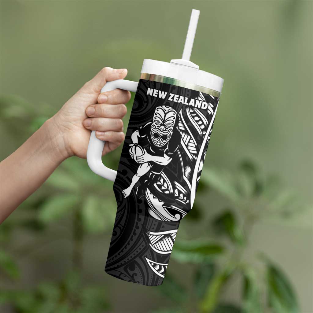 New Zealand and South Africa Rugby Tumbler With Handle Maori Tiki Fern Springboks Kente Pattern - Aussie Hoodie