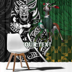 New Zealand and South Africa Rugby Custom Window Curtain Maori Tiki Fern Springboks Kente Pattern - Aussie Hoodie