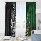 New Zealand and South Africa Rugby Custom Window Curtain Maori Tiki Fern Springboks Kente Pattern - Aussie Hoodie