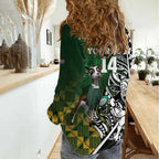 New Zealand and South Africa Rugby Custom Women Casual Shirt Maori Tiki Fern Springboks Kente Pattern - Aussie Hoodie