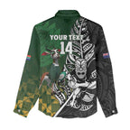 New Zealand and South Africa Rugby Custom Women Casual Shirt Maori Tiki Fern Springboks Kente Pattern - Aussie Hoodie