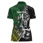 New Zealand and South Africa Rugby Custom Women Polo Shirt Maori Tiki Fern Springboks Kente Pattern - Aussie Hoodie
