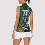 New Zealand and South Africa Rugby Custom Women Sleeveless Polo Shirt Maori Tiki Fern Springboks Kente Pattern - Aussie Hoodie