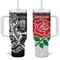 New Zealand And England Rugby Tumbler With Handle World Cup All Black Combine Red Roses