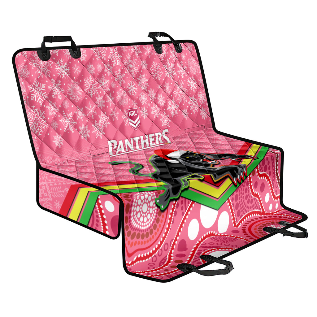 custom-panthers-rugby-christmas-back-car-seat-cover-merry-xmas-2023-mix-aboriginal-art-pink-version
