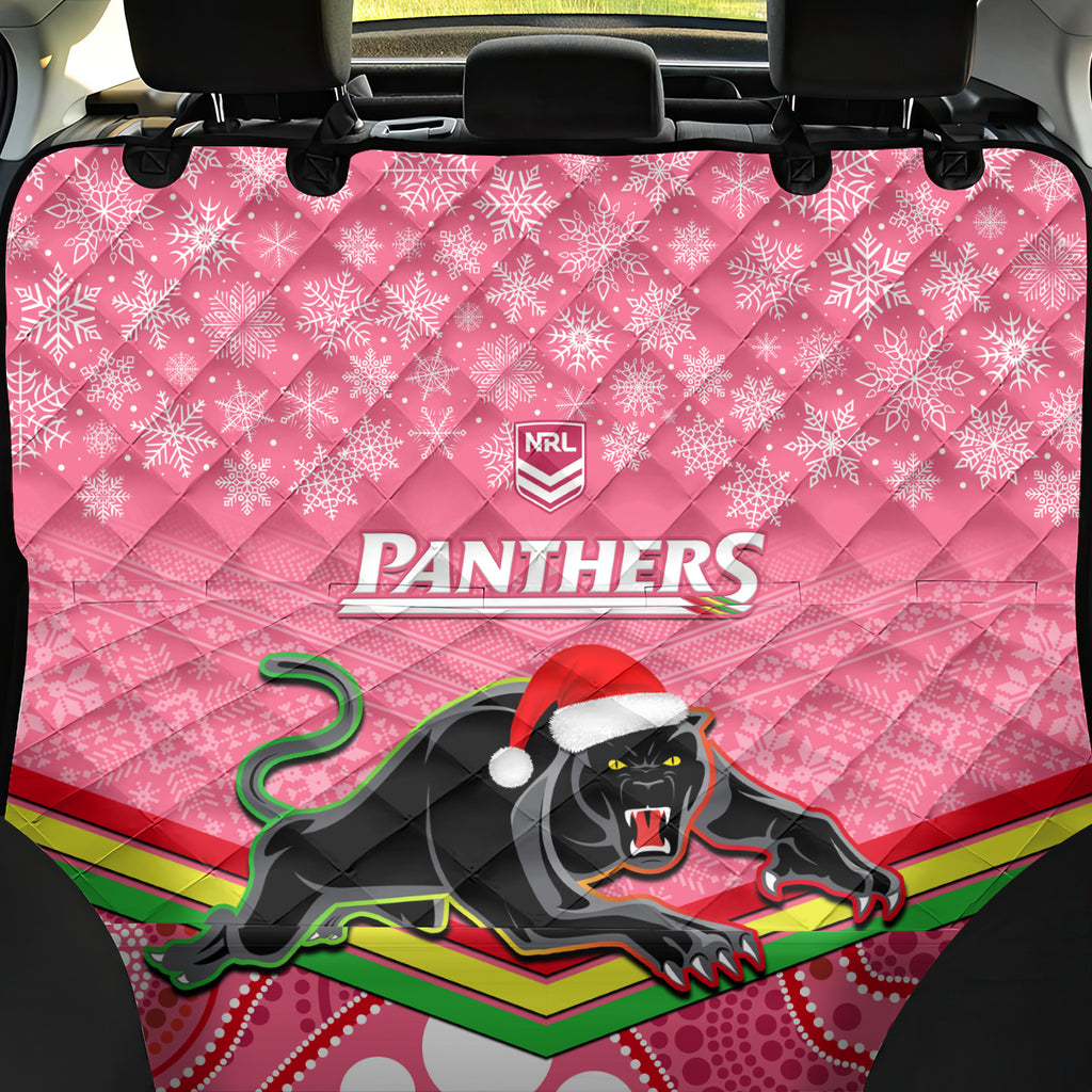 custom-panthers-rugby-christmas-back-car-seat-cover-merry-xmas-2023-mix-aboriginal-art-pink-version