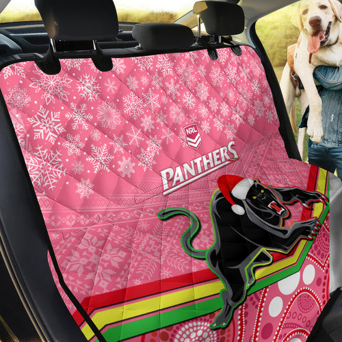 custom-panthers-rugby-christmas-back-car-seat-cover-merry-xmas-2023-mix-aboriginal-art-pink-version