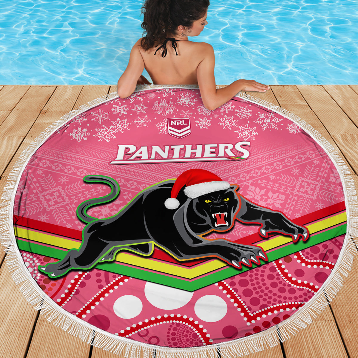 custom-panthers-rugby-christmas-beach-blanket-merry-xmas-2023-mix-aboriginal-art-pink-version
