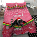 custom-panthers-rugby-christmas-bedding-set-merry-xmas-2023-mix-aboriginal-art-pink-version