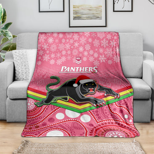custom-panthers-rugby-christmas-blanket-merry-xmas-2023-mix-aboriginal-art-pink-version