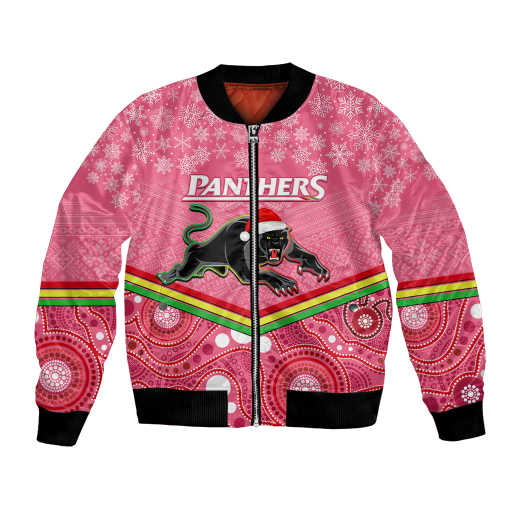 custom-panthers-rugby-christmas-bomber-jacket-merry-xmas-2023-mix-aboriginal-art-pink-version