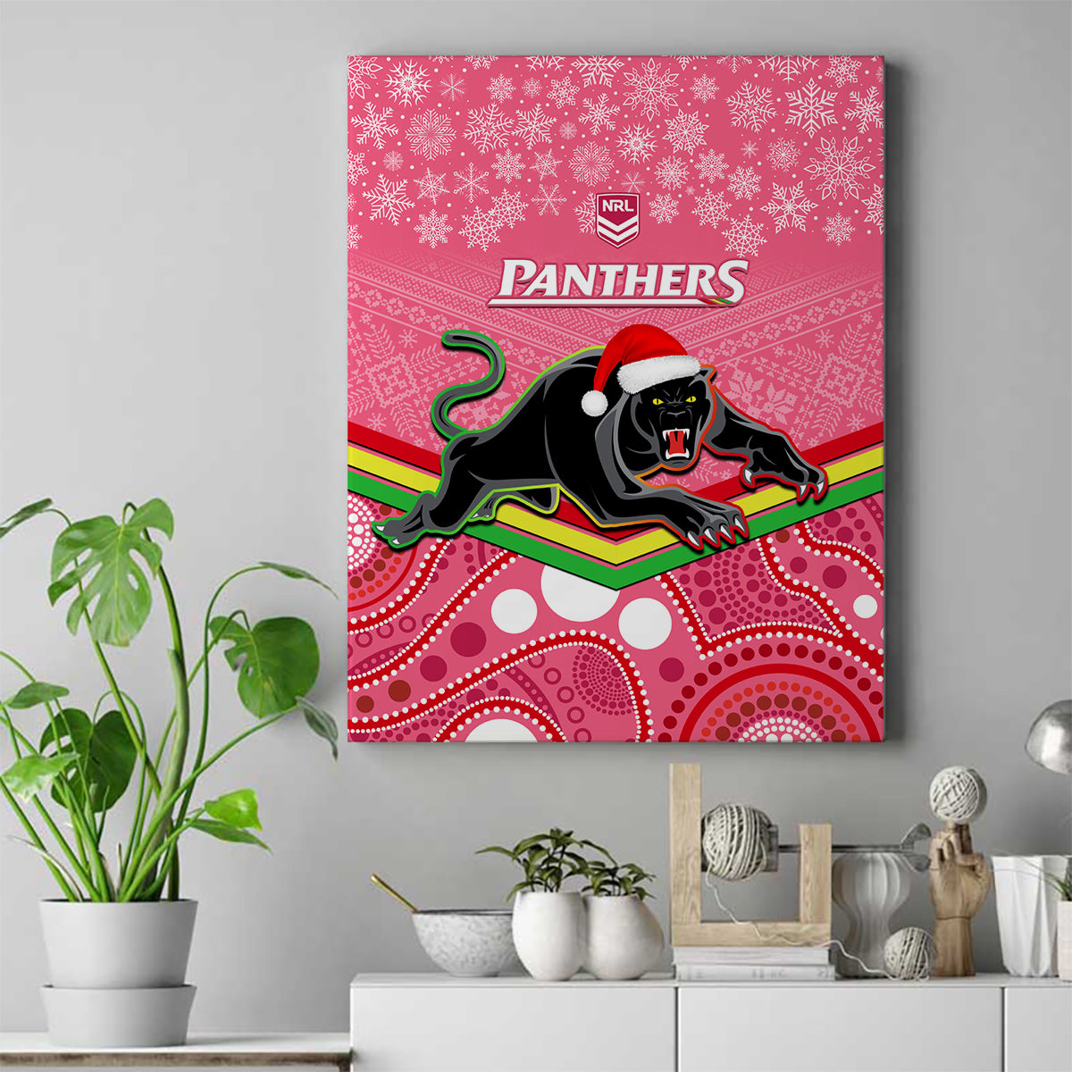 custom-panthers-rugby-christmas-canvas-wall-art-merry-xmas-2023-mix-aboriginal-art-pink-version