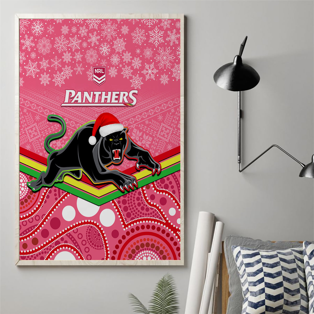 custom-panthers-rugby-christmas-canvas-wall-art-merry-xmas-2023-mix-aboriginal-art-pink-version