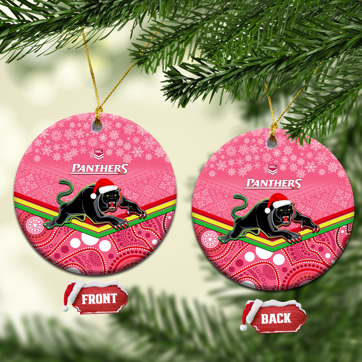 panthers-rugby-christmas-ceramic-ornament-merry-xmas-2023-mix-aboriginal-art-pink-version