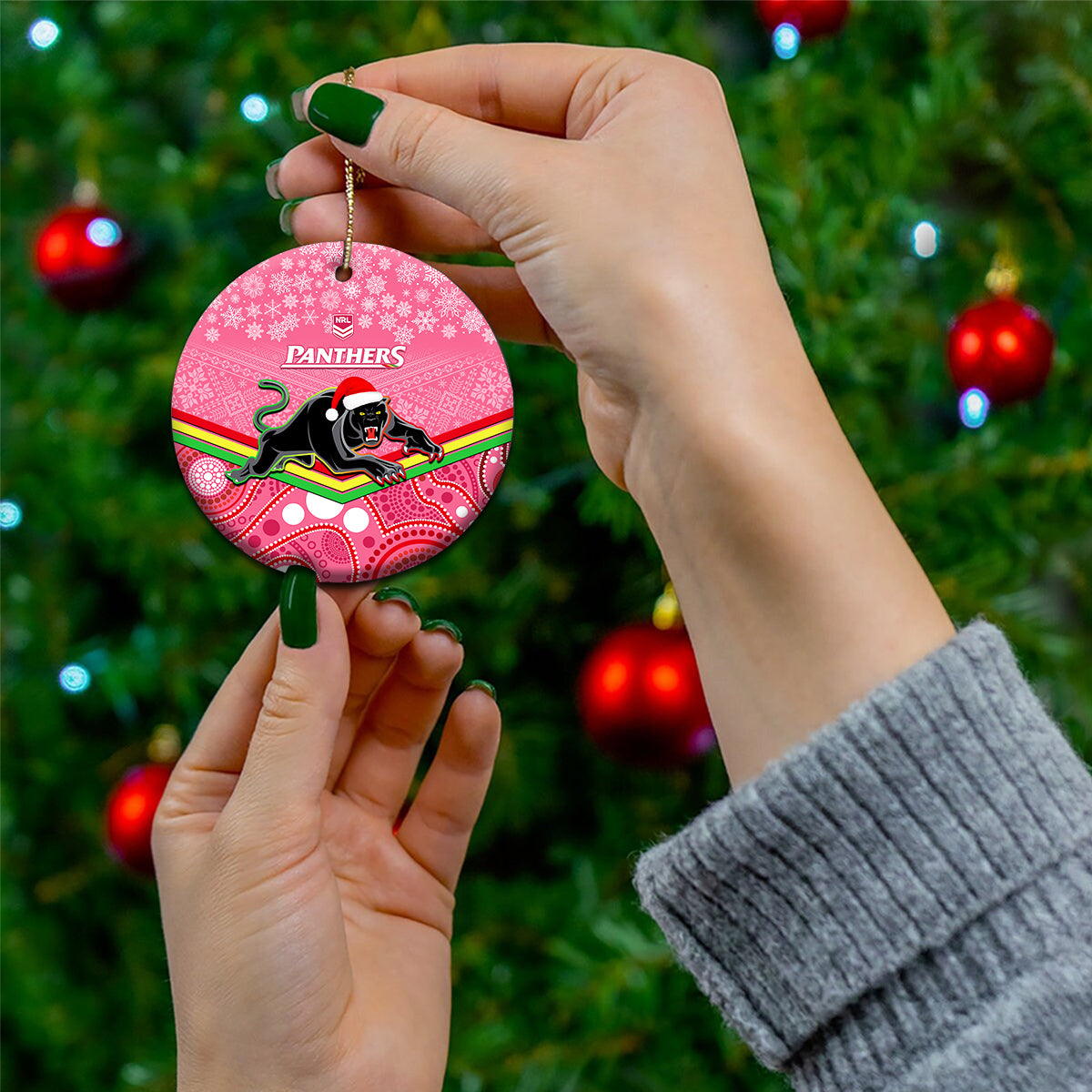 panthers-rugby-christmas-ceramic-ornament-merry-xmas-2023-mix-aboriginal-art-pink-version