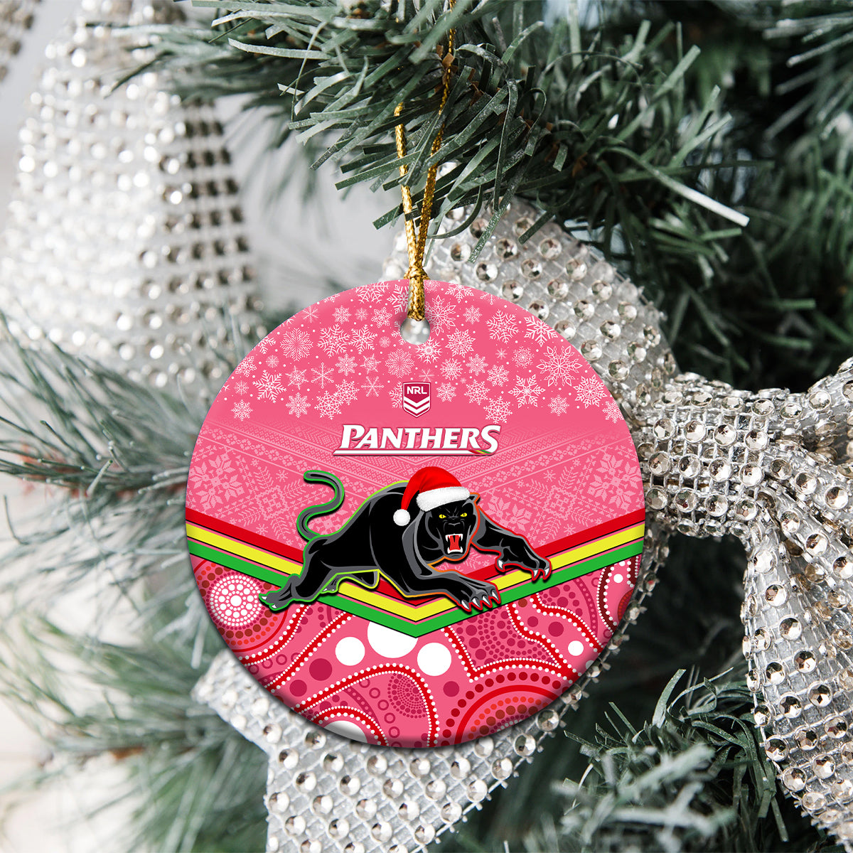 panthers-rugby-christmas-ceramic-ornament-merry-xmas-2023-mix-aboriginal-art-pink-version