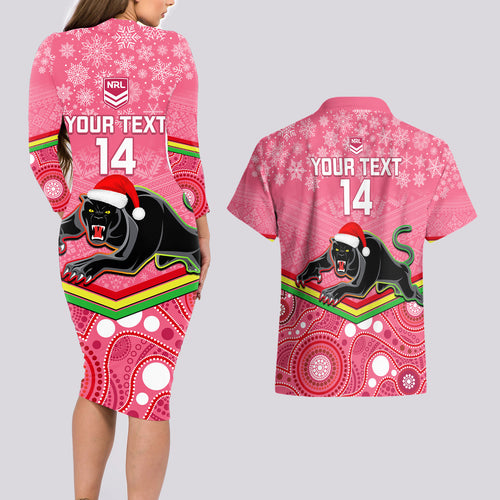 custom-panthers-rugby-christmas-couples-matching-long-sleeve-bodycon-dress-and-hawaiian-shirt-merry-xmas-2023-mix-aboriginal-art-pink-version