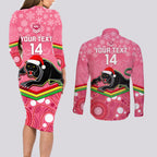 custom-panthers-rugby-christmas-couples-matching-long-sleeve-bodycon-dress-and-long-sleeve-button-shirt-merry-xmas-2023-mix-aboriginal-art-pink-version